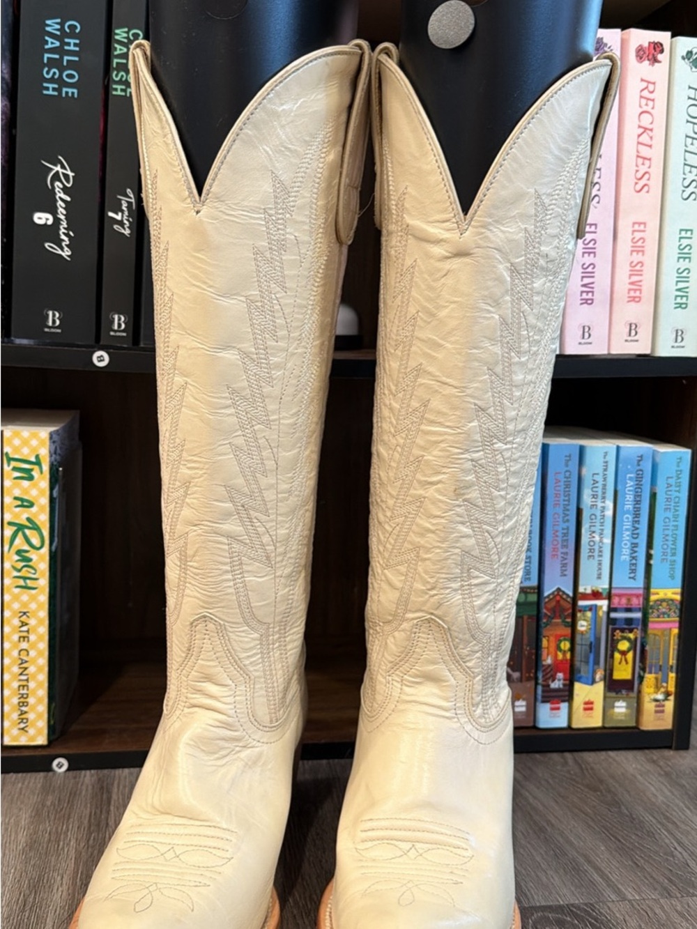 Macie Bean Tan Leather Cowboy Boots (Interior View)